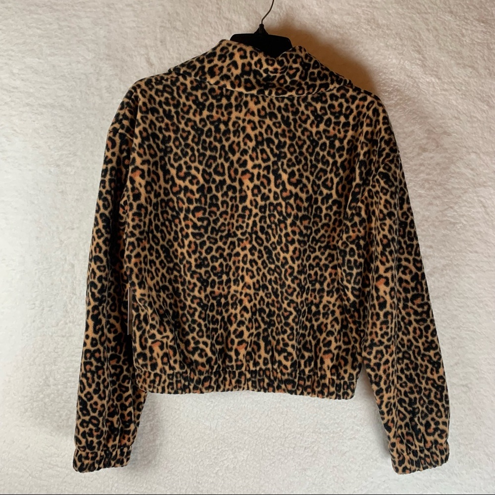 bp Animal Print Fleece Pullover Jacket In Tan Dale Leopard Size XS NWT 5041 - Picture 3 of 8
